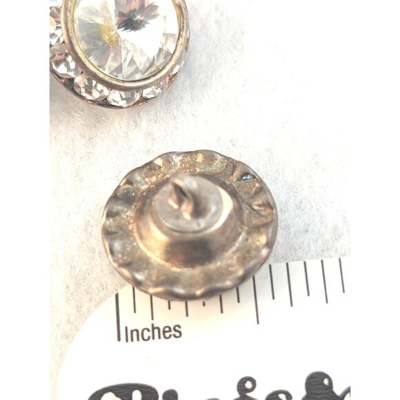 Vintage Rhinestone Buttons 5 Clear And Black Between 7/8" and 1" EVUC See Photos - Picture 2 of 4